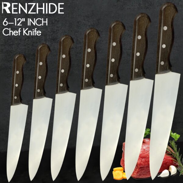 RZD Chef Santoku Kitchen Knife 12'' INCH Stainless Steel Slicing Meat Chopping Cleaver Carving Ultra-sharp Blade Cooking Tools