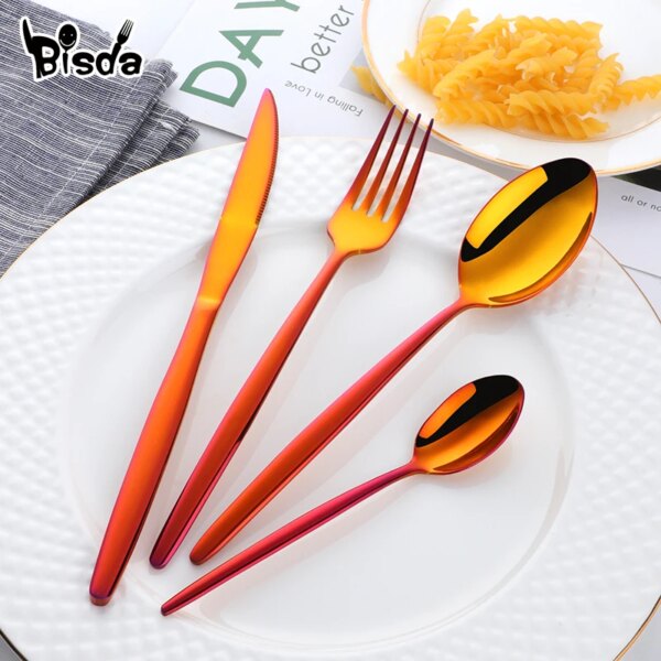 Rainbow Flatware Set Gold Cutlery Sets Stainless Steel Flatware Restaurant Dinnerware Set Tableware Spoon And Fork Set