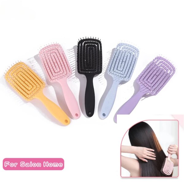 Relaxing Elastic Massage Comb Hollow Out Hair Brush Scalp Massage Combs Hair Styling Detangler Fast Blow Drying Detangling Tools