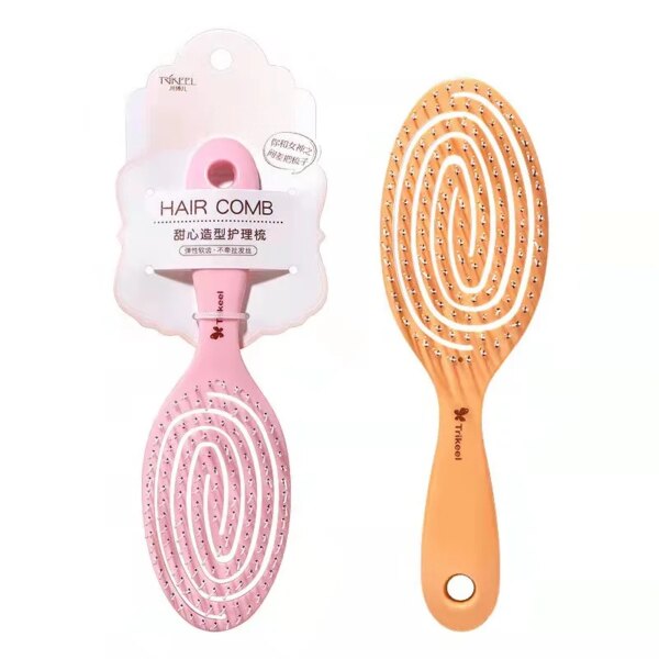 Relaxing Elastic Massage Comb Portable Hollow Hair Combs Scalp Massage Brush Salon Styling Tools Solid Color Circular Hair Brush