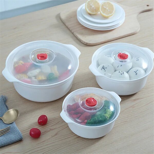 S/M/L Microwave Oven Special Box Heated Soup Pot Steamed Dumpling Rice Steamed Buns With Lid Food Cooking Container Kitchen Tool