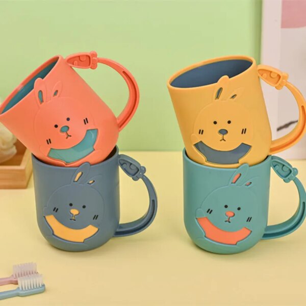 Set of 2 Plastic Cartoon Cup Drinking Mug Water Tumbler for Kids / Children (Rabbit)