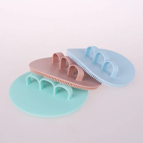 Silicone Body Scrubber Natural Bristles Skin Exfoliator Scrub Shower Sponge Brush Silicone Bath Shower Brush