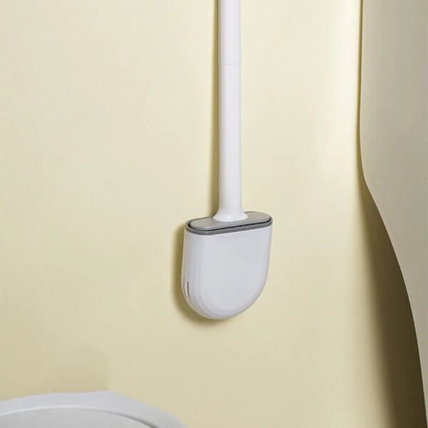 Silicone Toilet Brush and Holder Wall Mounted for Bathroom Quick Drying Efficient Professional Deep Cleaning