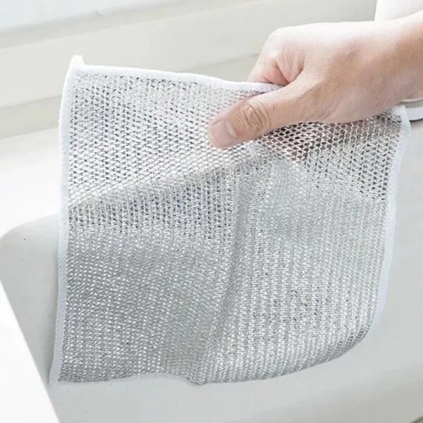 Silver Cleaning Cloth Magic Dish Towel Reusable Non Stick Oil Dishcloth Pot Strong Rust Removal Replace Steel Wire Balls Rag