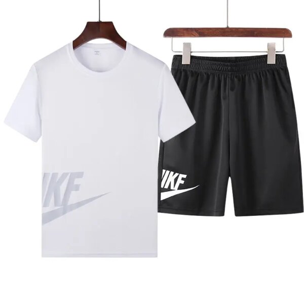 Sports Set Men's Cotton Summer Round Neck Sports Running Casual Wear Two-piece Set