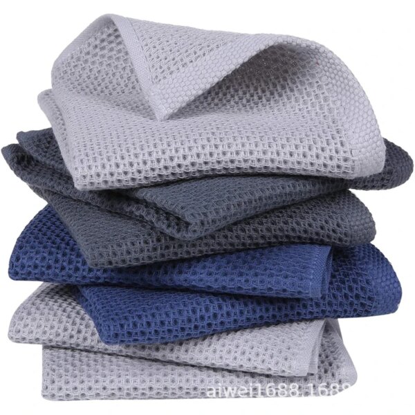 Spot Wholesale Honeycomb Waffle  Plaid Pure Cotton Kitchen Cleaning Cloth Gift Face Square Towel Water Absorption Quick Drying