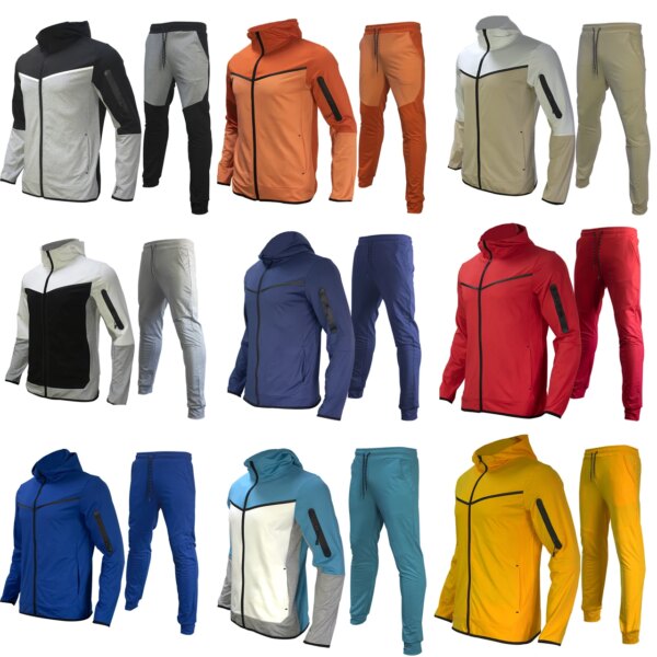 Spring and autumn loose hooded men's Men's clothing sportswear suit pant sets tracksuit hoodies