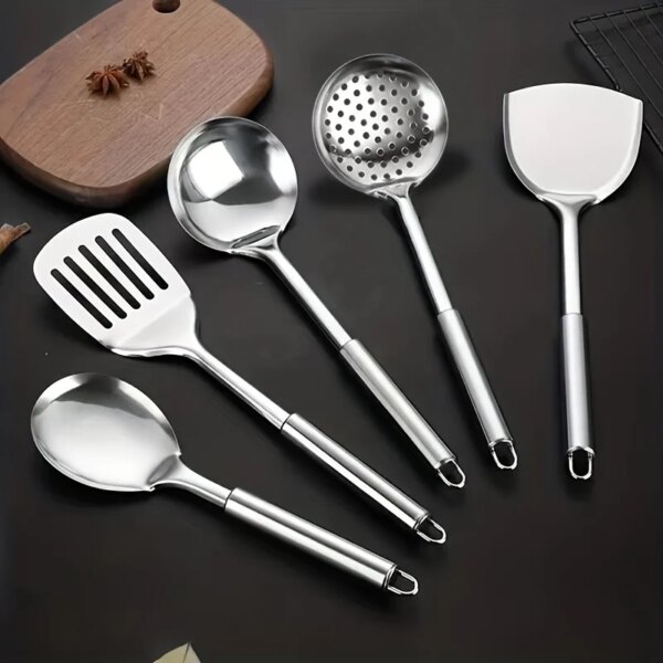 Stainless Steel Cooking Tools Set Spatula Shovel Colander Pots Rice Soup Spoon Kitchenware Accessories Kitchen Utensils Cookware