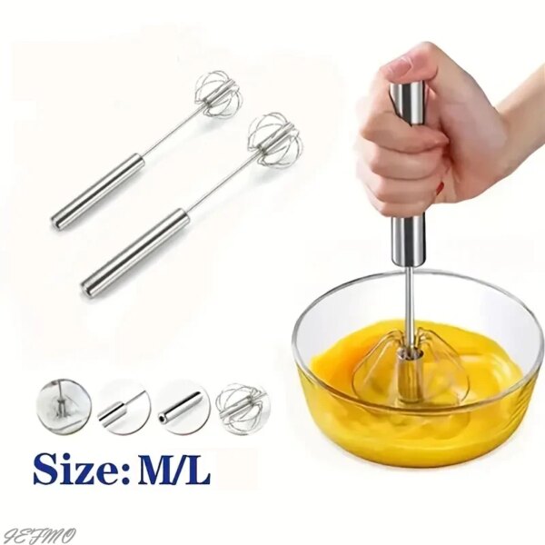 Stainless Steel Manual Egg Beater, Automatic stirrer, Hand Mixer, Self Turning, Egg Stirrer, Kitchen Accessories