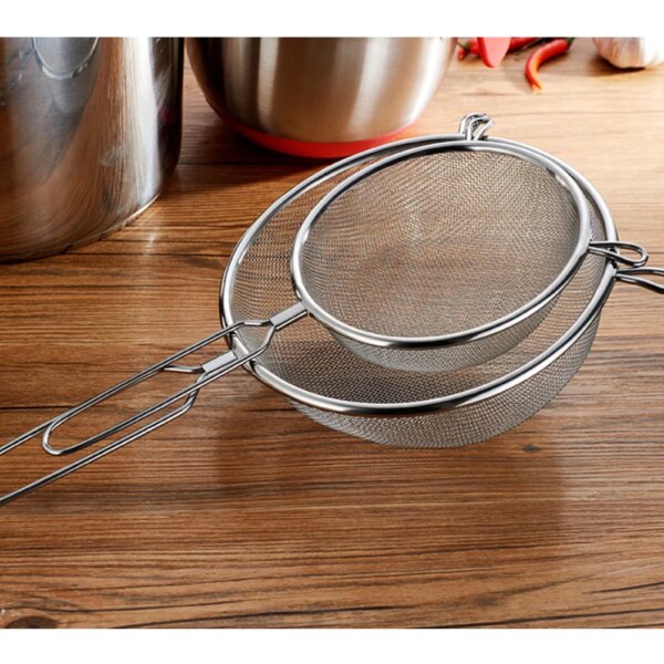 Stainless Steel Mesh Strainer Fine Mesh Handle Kitchen Strainers Stainless Steel Mesh Fine Mesh Sieve (8 Inches Double Layer)