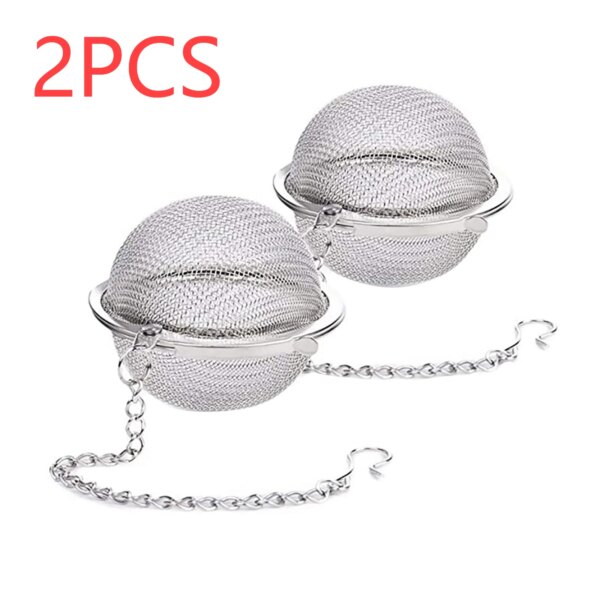 Stainless Steel Tea Ball Mesh Infuser Strainers 2pcs Tea Filter Interval Diffuser Tea Ball Loose Leaf Tea Strainer Kitchen Tools