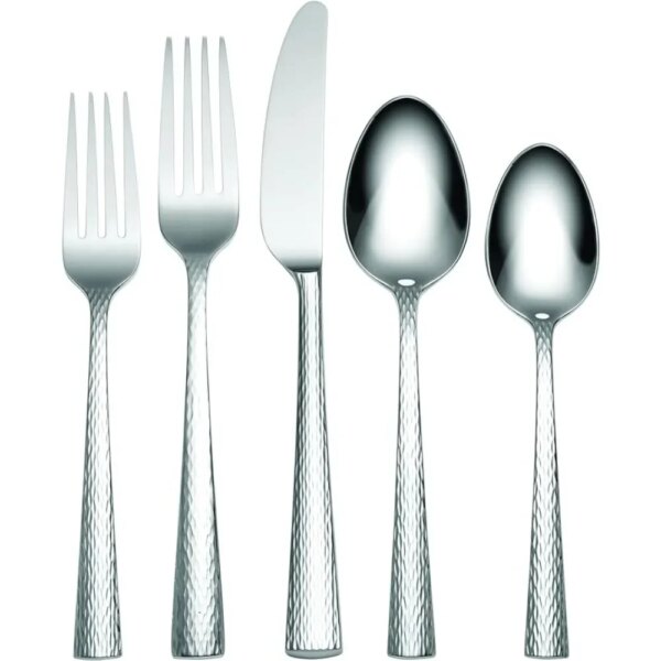 Stainless steel tableware set 65Pc Flatware Set, 9.35 LB,Silver kitchenaid kitchen accessories Tableware Cutlery sets Spoon