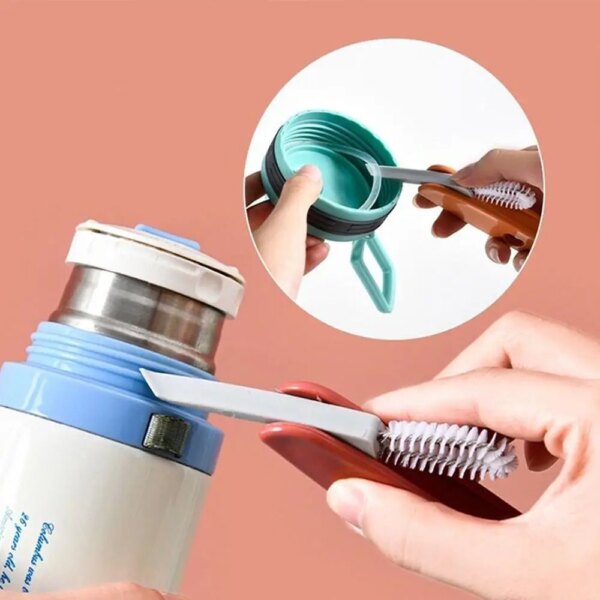 Three In One Milk Bottle Brush Cap Cleaning Brush Multi-functional Cup Cover Gap Brush Rubber Ring Brush Cleaning Supplies