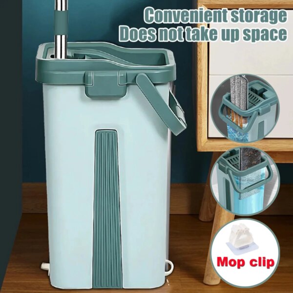 Touchless Mop Flat Floor Wash Mops Bucket Magic Cleaner Self-Wring Squeeze Double Side Household Cleaning Automatic Drying