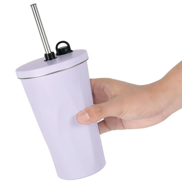 Travel Mug with Straw 600ML Stainless Steel Insulated Tumbler Leakproof Insulated Coffee Mug Portable Vacuum Insulated Cup