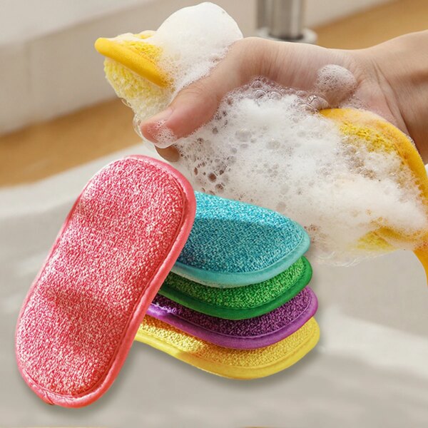 Ultra fine fiber dishwashing sponge, double-sided thickened absorbent kitchen cloth, dishwashing brush and pot tool, sponge wipi