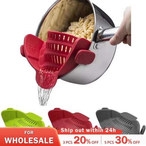 Universal Silicone Clip on Pan Pot Strainer Anti Spill Pasta Pot Strainer Food Grade Fruit Colander for Pasta Fruit Vegetable