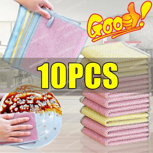 Upgrade Magic Cleaning Cloth Double -sided Metal Steel Wire Rags Thickened Kitchen Dish Pot Washing Cleaning Towels