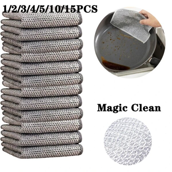 Wire Cleaning Cloths Kitchen Dishcloths Non -stick Oil Iron Dishrag Multipurpose Cleaning Wiping Rags Pan Pot Dishes Cloths Rag