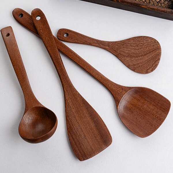 Wooden Shovel Spoon Non Stick Wood Long Rice Spatula Kitchen Cooking Utensil Hand Stir Fry Tools Sets Rice Cooker